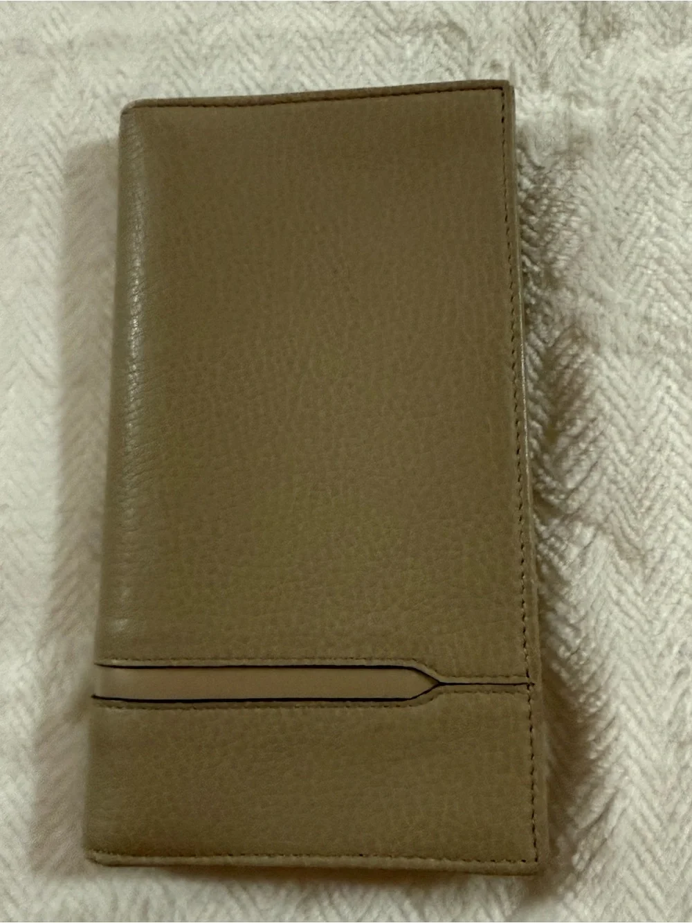 Bulgari Taupe Grained Leather Long Wallet for Men